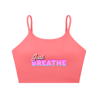 Športová podprsenka so špagetovými ramienkami s  potlačou Just Breathe