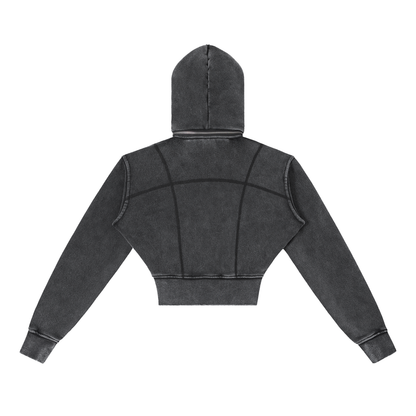 Dámska crop mikina na zips s odnímteľnou kapucňou