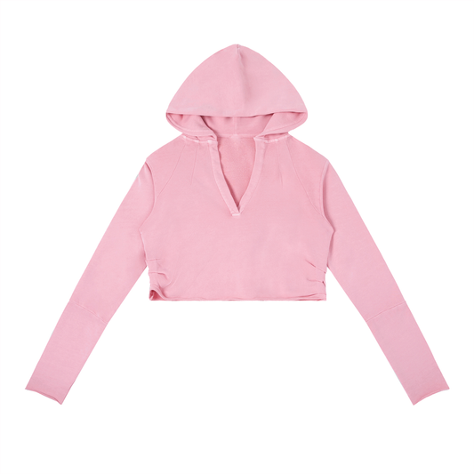 Dámska crop mikina s kapucňou a V-výstrihom – možnosť personalizácie
