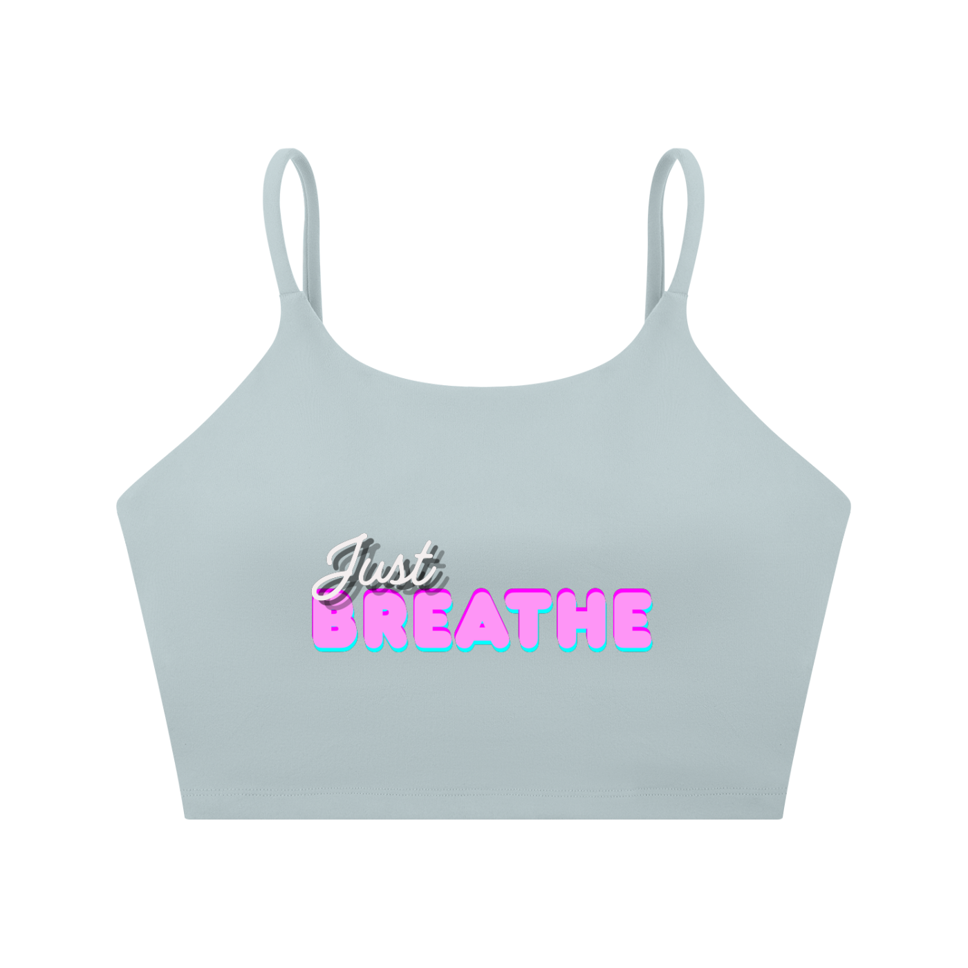 Športová podprsenka so špagetovými ramienkami s  potlačou Just Breathe