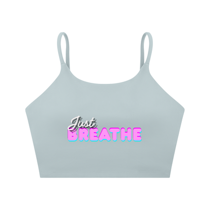 Športová podprsenka so špagetovými ramienkami s  potlačou Just Breathe