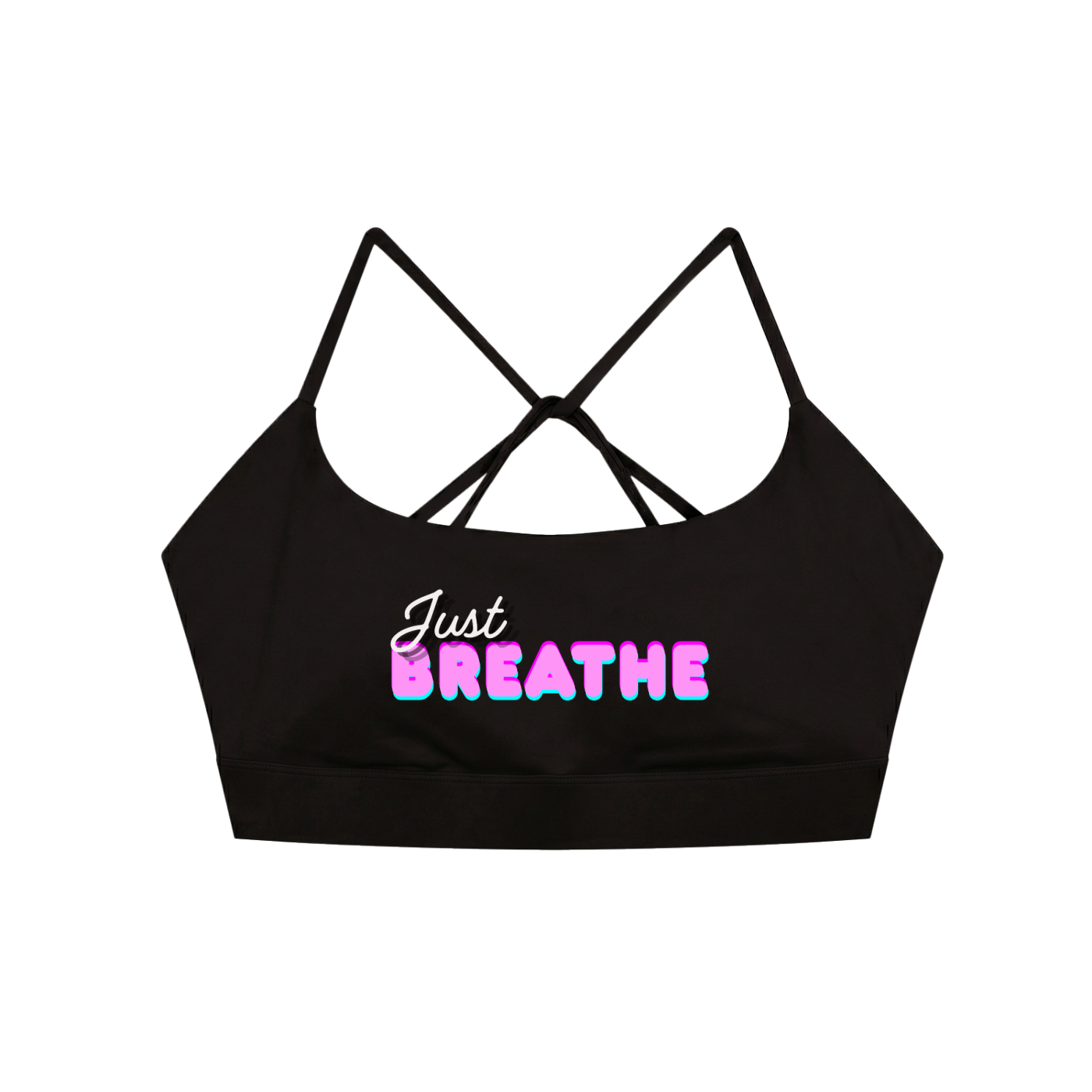 Športová podprsenka Strappy Criss Cross s potlačou Just Breathe
