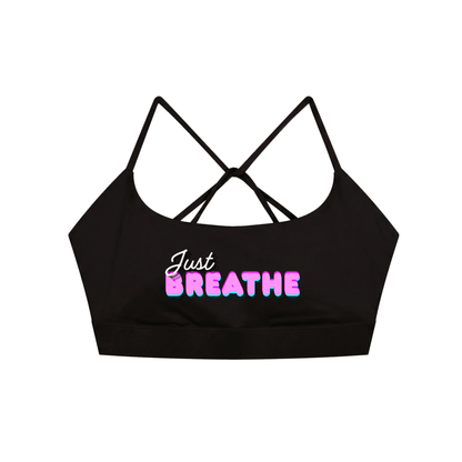 Športová podprsenka Strappy Criss Cross s potlačou Just Breathe