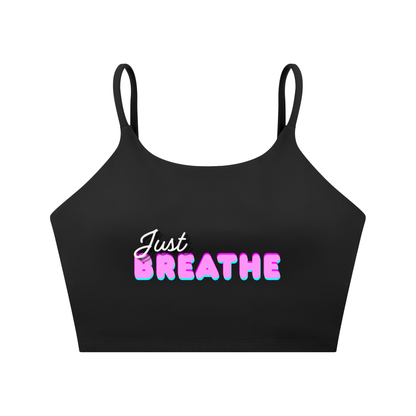 Športová podprsenka so špagetovými ramienkami s  potlačou Just Breathe