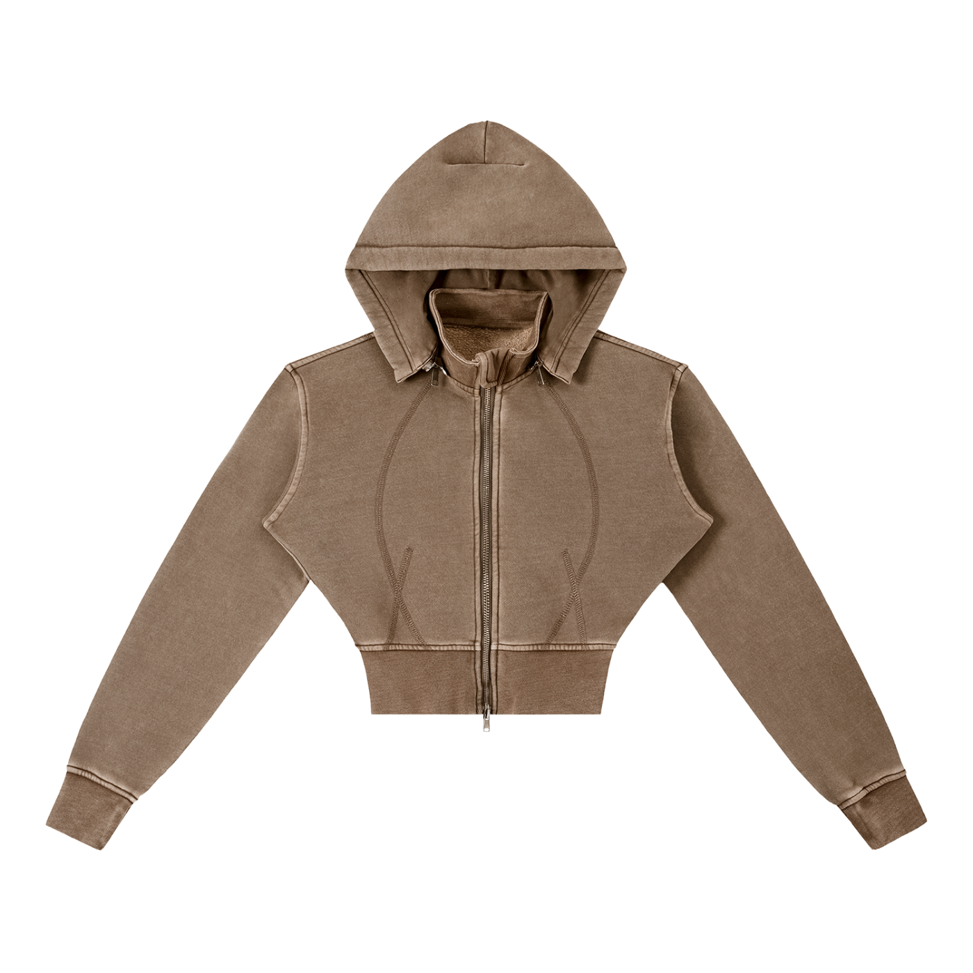 Dámska crop mikina na zips s odnímteľnou kapucňou