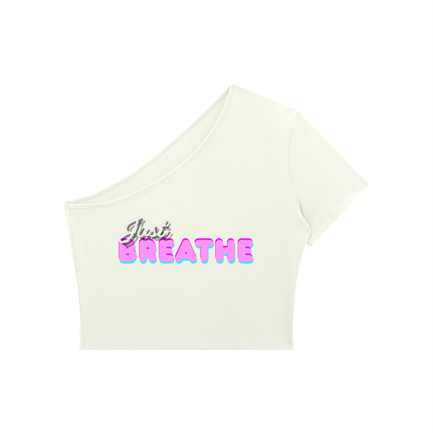 Dámske krátke tričko na jedno rameno s  potlačou Just Breathe