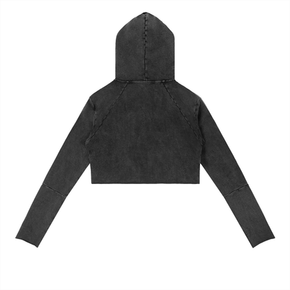 Dámska crop mikina s kapucňou a V-výstrihom – možnosť personalizácie