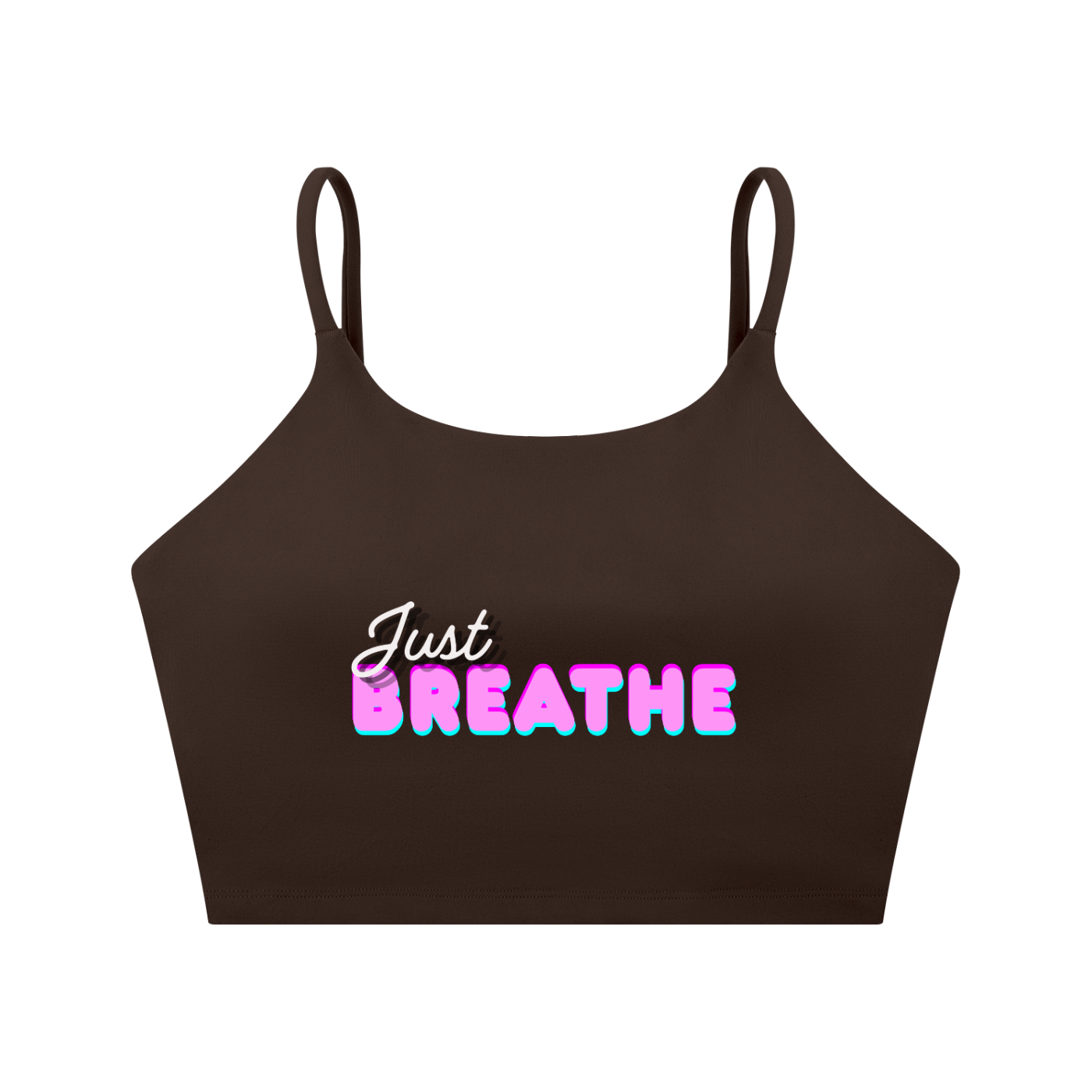 Športová podprsenka so špagetovými ramienkami s  potlačou Just Breathe