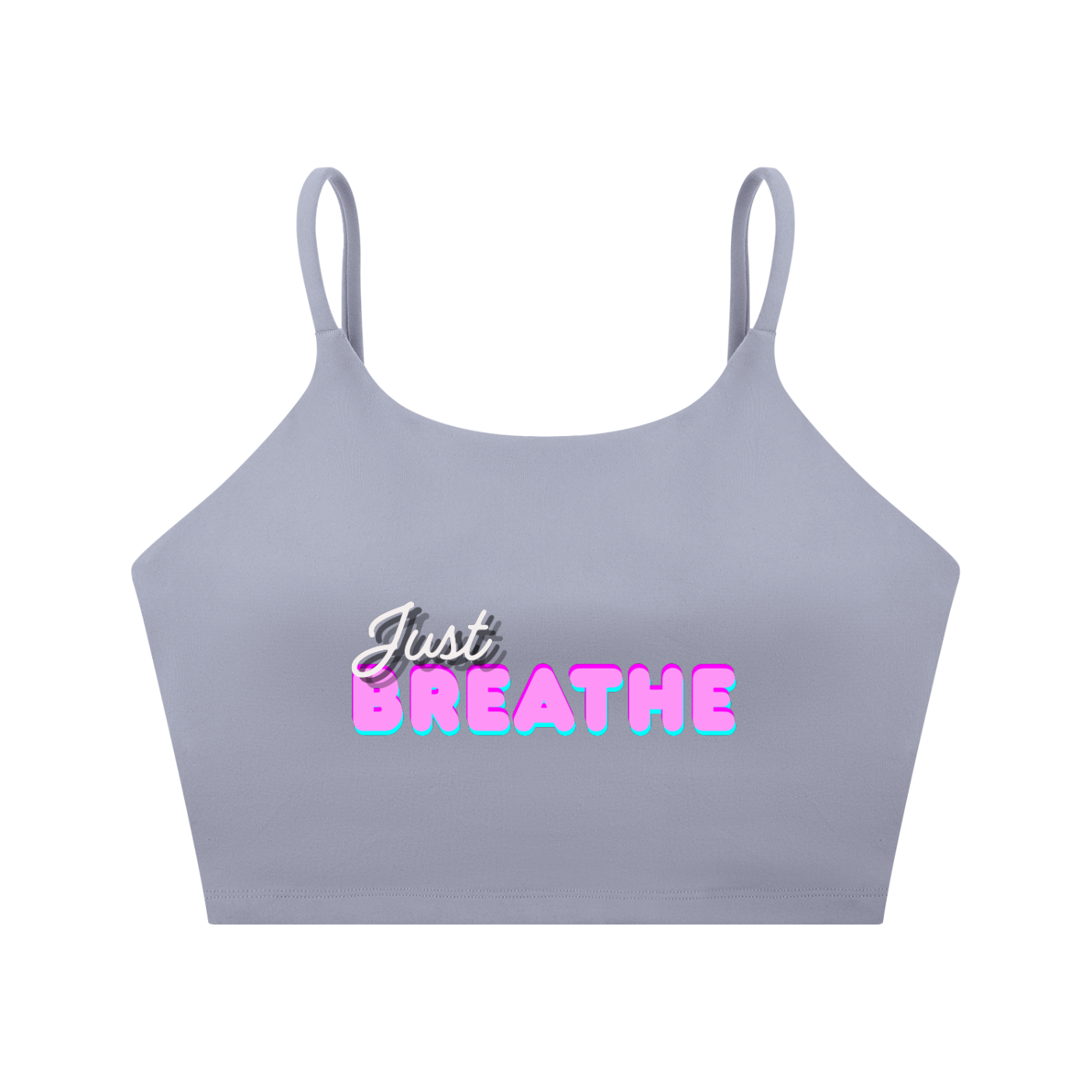 Športová podprsenka so špagetovými ramienkami s  potlačou Just Breathe