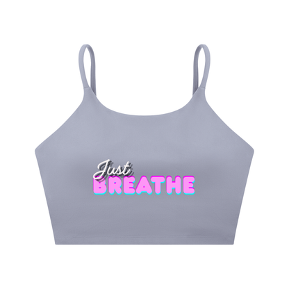 Športová podprsenka so špagetovými ramienkami s  potlačou Just Breathe