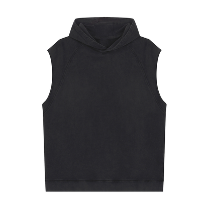 Snow Washed Sleeveless Hoodie with Earn the Look print