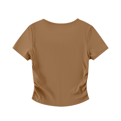 Crop Top s nariasenými bokmi s  potlačou Just Breathe