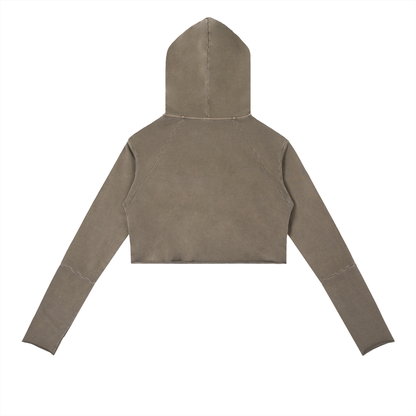 Dámska crop mikina s kapucňou a V-výstrihom – možnosť personalizácie