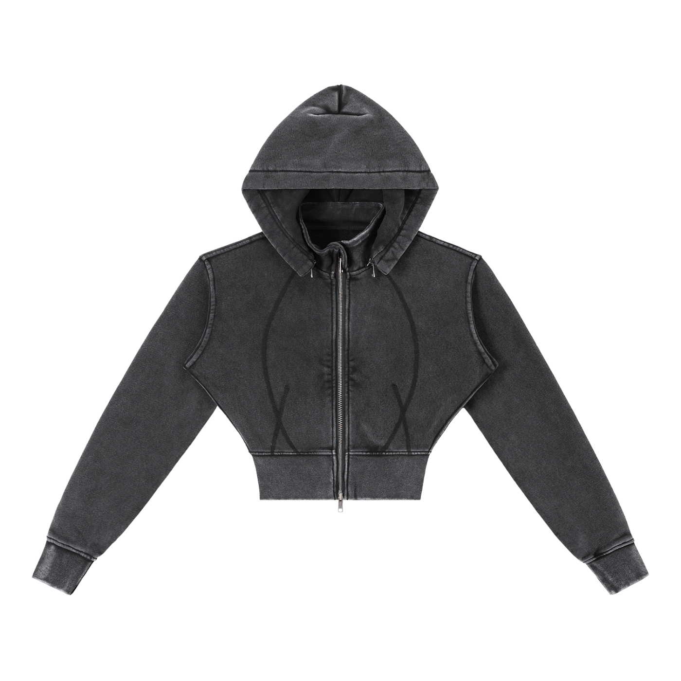 Dámska crop mikina na zips s odnímteľnou kapucňou