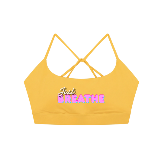 Športová podprsenka Strappy Criss Cross s autorskou potlačou Just Breathe