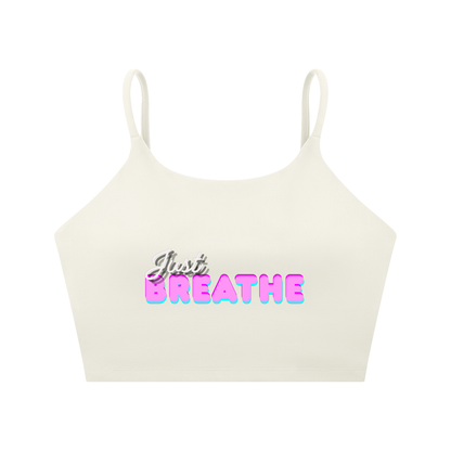 Športová podprsenka so špagetovými ramienkami s  potlačou Just Breathe