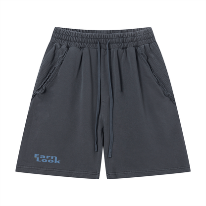 Unisex Vintage Shorts with Raw Edge Effect by Earn the Look