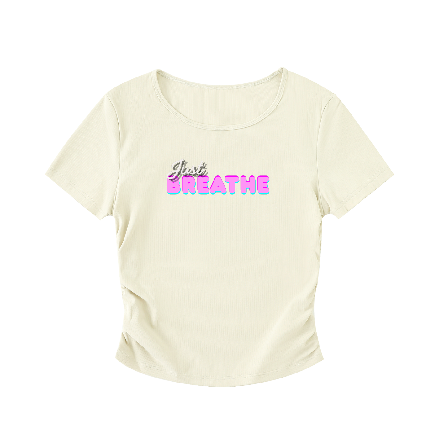 Crop Top s nariasenými bokmi s  potlačou Just Breathe