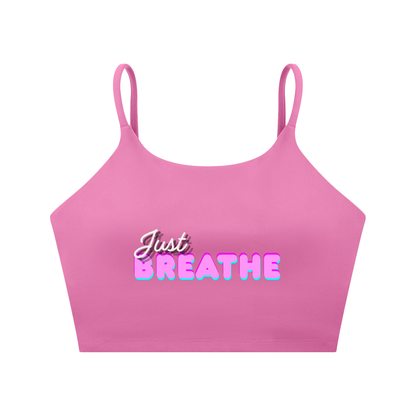 Športová podprsenka so špagetovými ramienkami s  potlačou Just Breathe