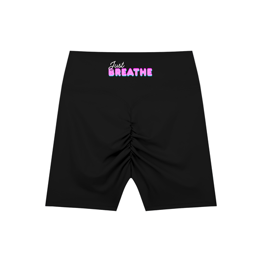 Cyklistickénšortky s vysokým pásom s autorskou potlačou Just Breathe