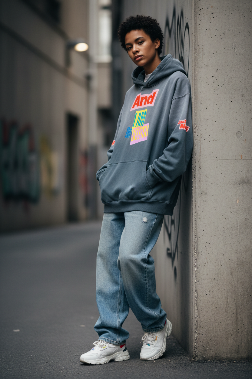 Ťažká nadrozmerná mikina s kapucňou Sunfade