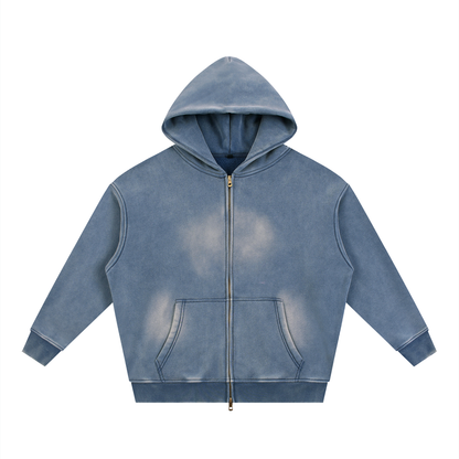 Oversized Washed Zip Hoodie – unisex mikina na každý deň