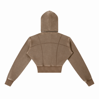 Dámska crop mikina na zips s odnímteľnou kapucňou