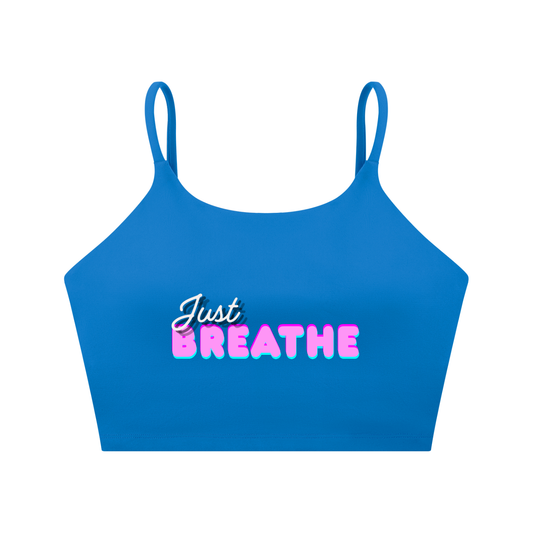 Športová podprsenka so špagetovými ramienkami s autorskou potlačou Just Breathe