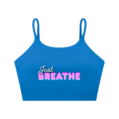 Športová podprsenka so špagetovými ramienkami s  potlačou Just Breathe
