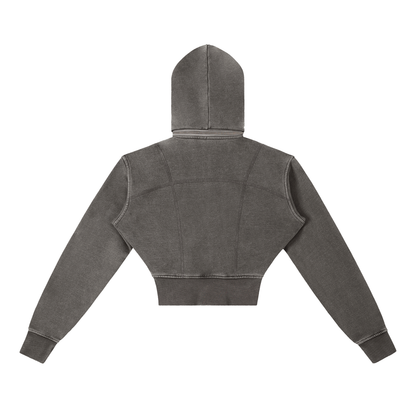Dámska crop mikina na zips s odnímteľnou kapucňou