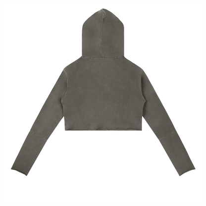 Dámska crop mikina s kapucňou a V-výstrihom – možnosť personalizácie