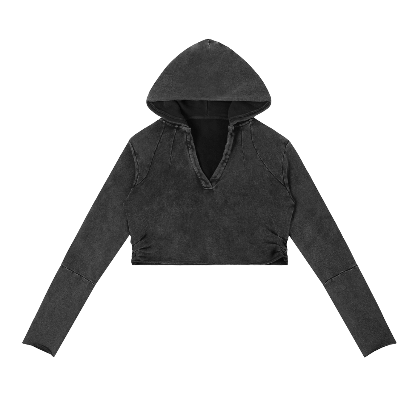 Dámska crop mikina s kapucňou a V-výstrihom – možnosť personalizácie