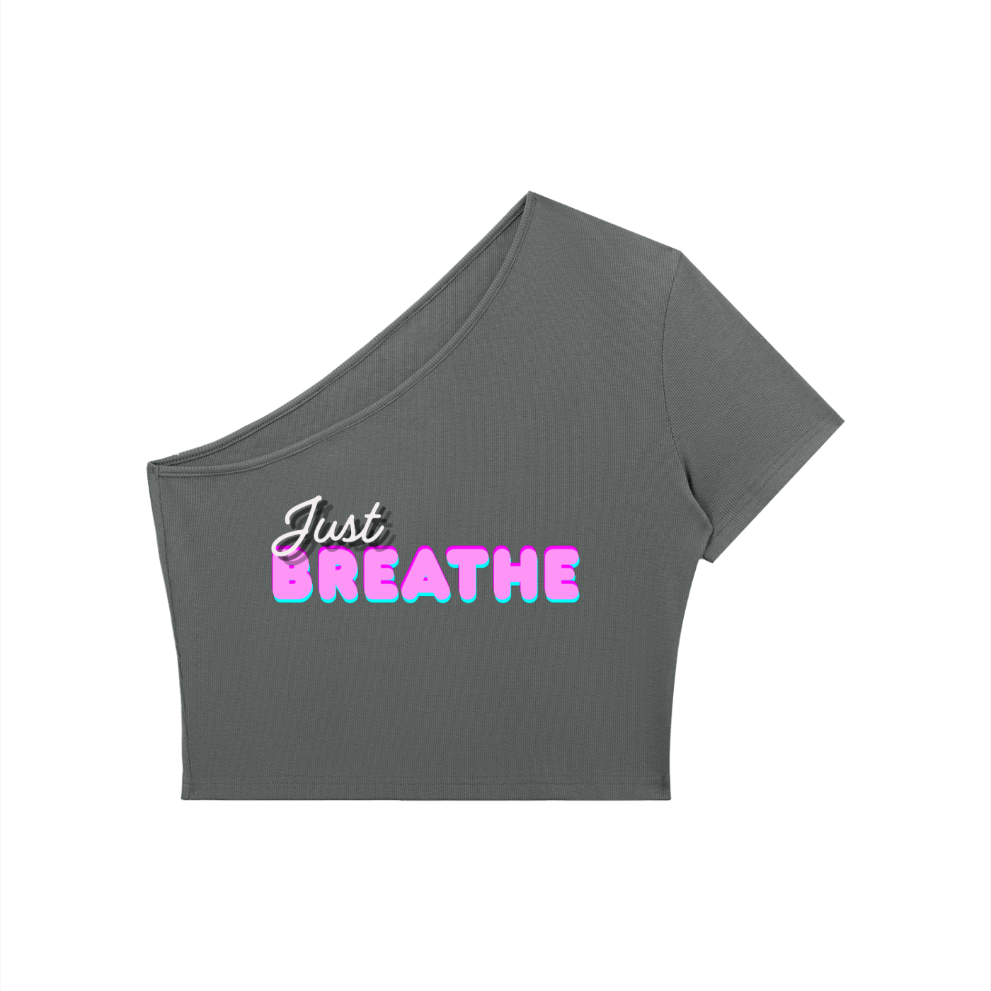 Dámske krátke tričko na jedno rameno s  potlačou Just Breathe