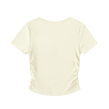 Crop Top s nariasenými bokmi s  potlačou Just Breathe