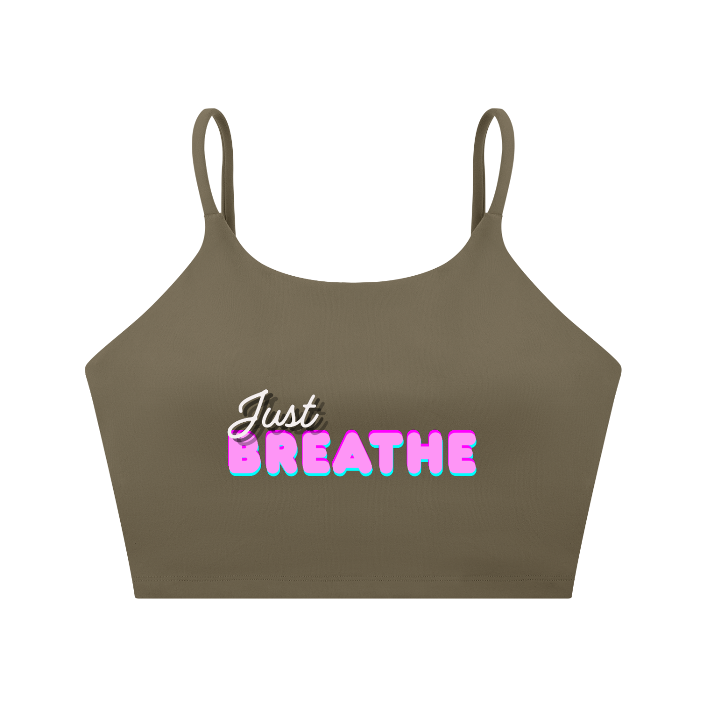 Športová podprsenka so špagetovými ramienkami s  potlačou Just Breathe