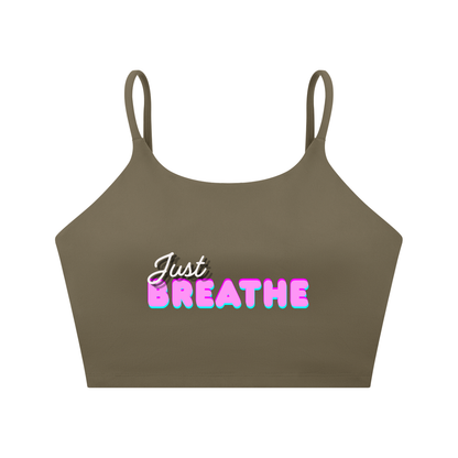 Športová podprsenka so špagetovými ramienkami s  potlačou Just Breathe