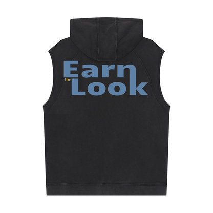 Snow Washed Sleeveless Hoodie with Earn the Look print