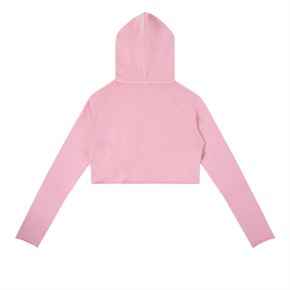Dámska crop mikina s kapucňou a V-výstrihom – možnosť personalizácie