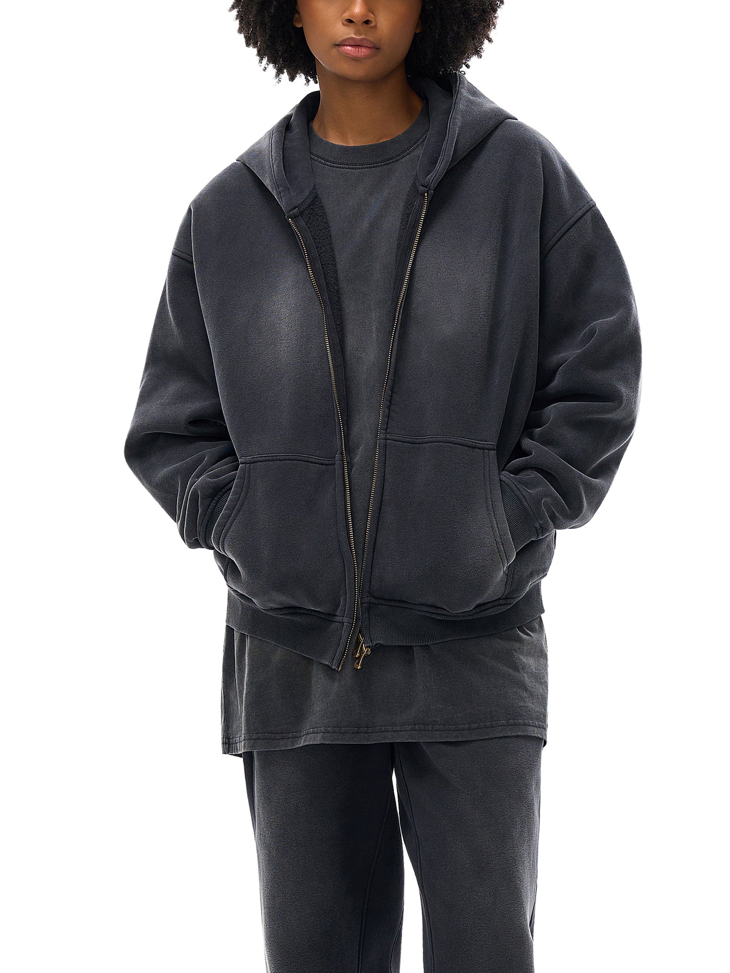 Oversized Washed Zip Hoodie – unisex mikina na každý deň