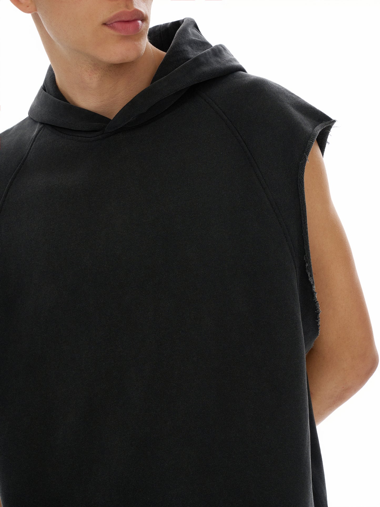 Snow Washed Sleeveless Hoodie with Earn the Look print