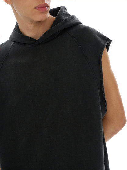 Snow Washed Sleeveless Hoodie with Earn the Look print
