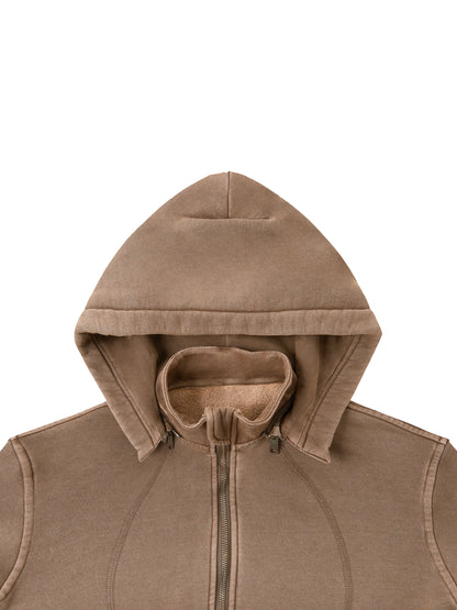 Dámska crop mikina na zips s odnímteľnou kapucňou