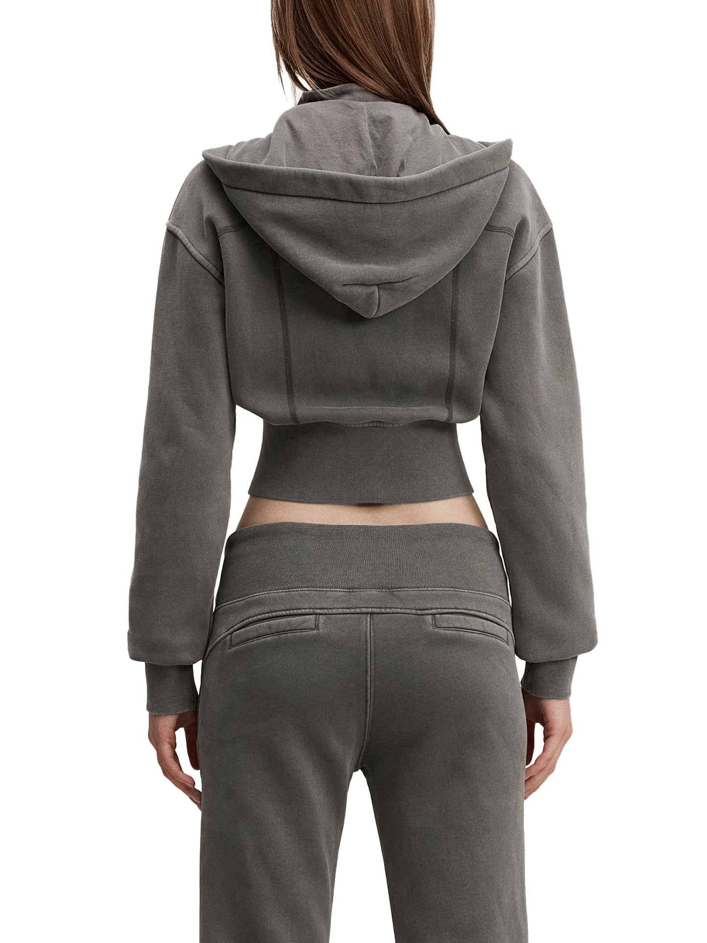 Dámska crop mikina na zips s odnímteľnou kapucňou