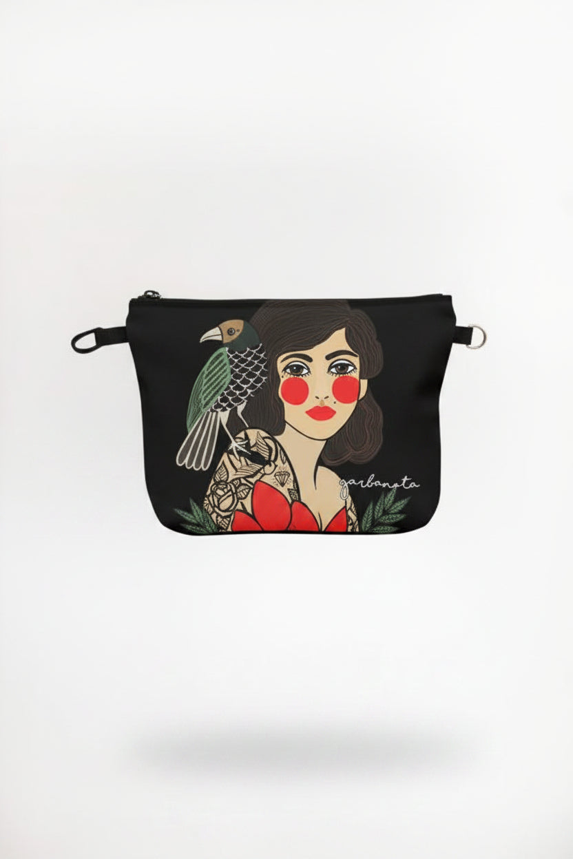 MAKEUP BAG / POUCH ROSE - BLACK