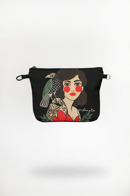 MAKEUP BAG / POUCH ROSE - BLACK